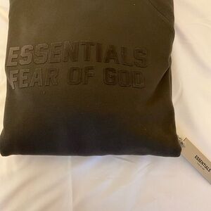 Fear of God ESSENTIALS Off Black Raised Logo Hoodie